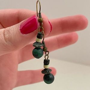 Vintage Real Stone Boho Southwestern Beach Summer Tropical Mermaid Core Earrings